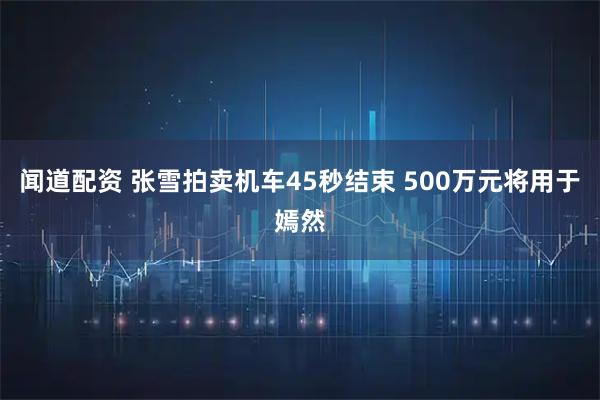闻道配资 张雪拍卖机车45秒结束 500万元将用于嫣然